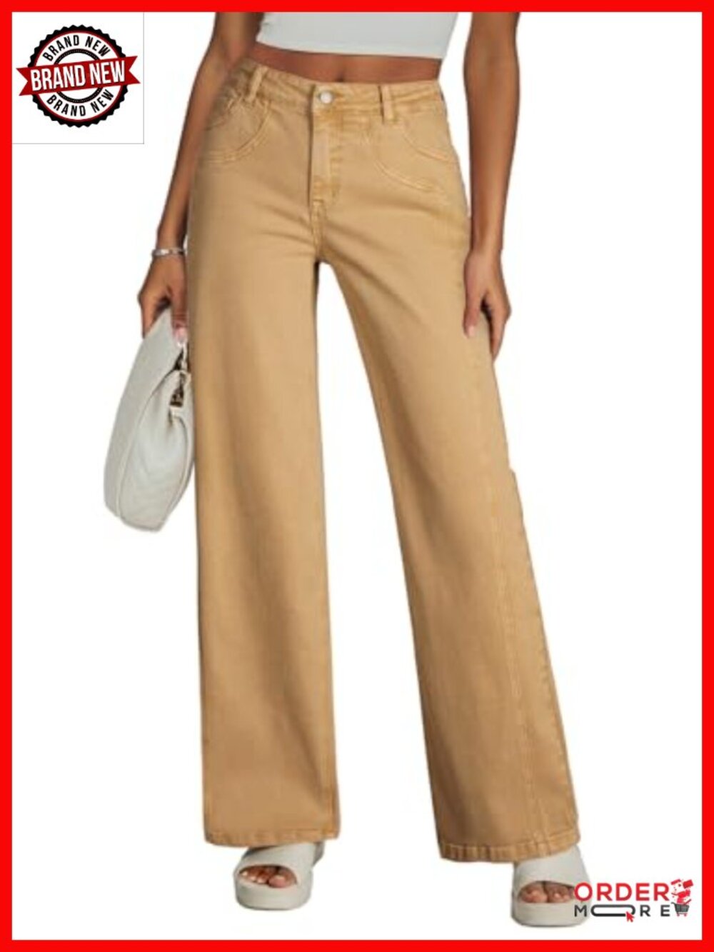 Women's Wide Leg High Waisted Stretchy Denim Jeans